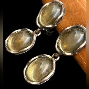 Vintage Golden Beryl Heliodor Clip On Earrings